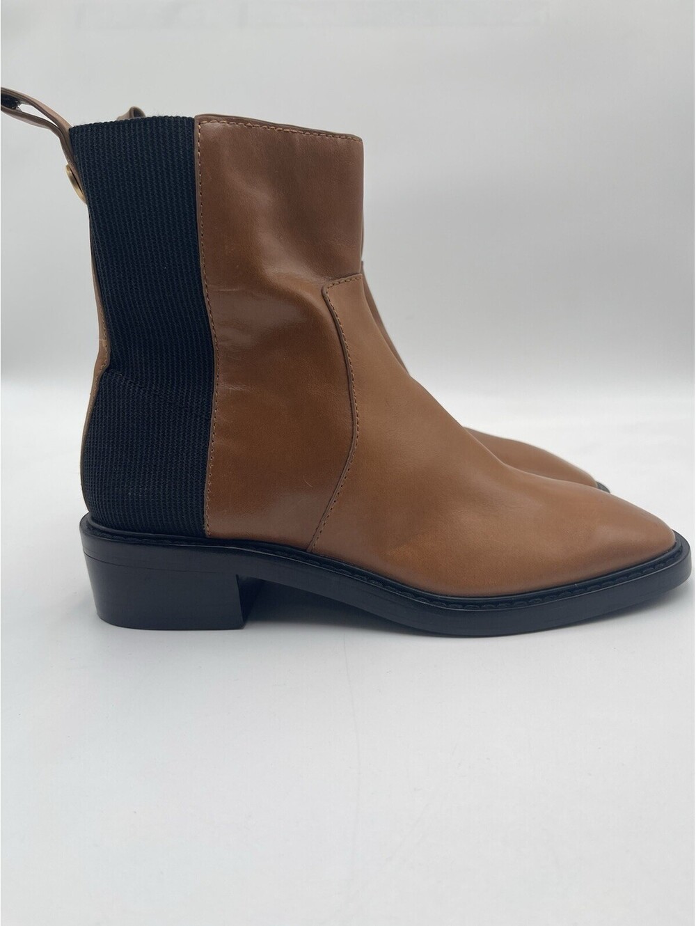 Tory Burch square-toe leather Chelsea boot in light brown Leather Size 7M